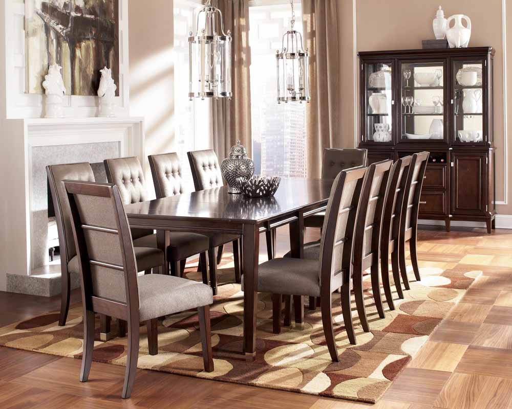Dining Room With Brown Leather French Chairs