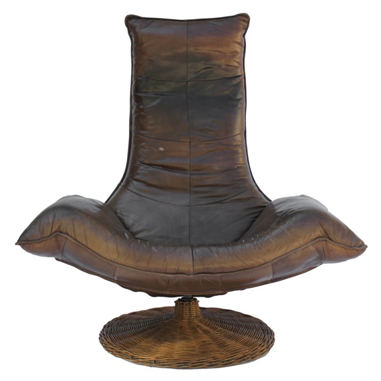 Leather Swivel Barrel Chairs