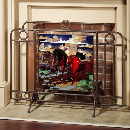 Decorative wood fireplace screens