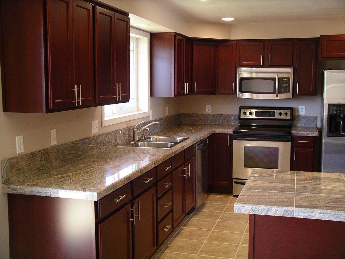 Dark cherry kitchen cabinets