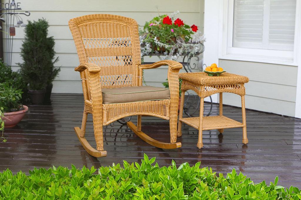 Outdoor wooden rocking chairs