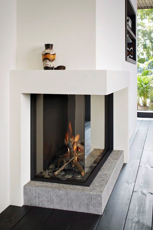 Contemporary drywall corner fireplace design