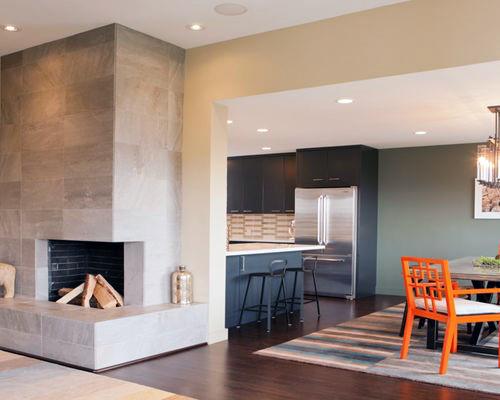 Corner fireplace design living room kitchen ideas