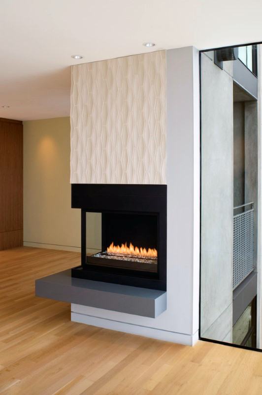 Modern corner fireplace design inspiration